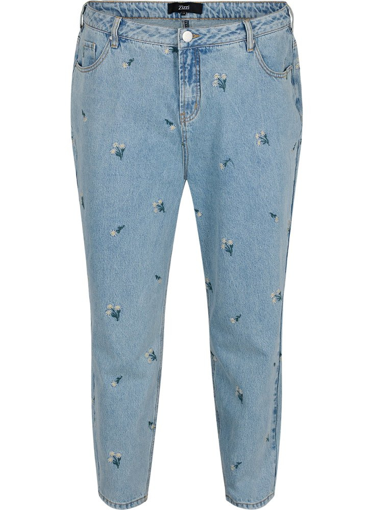 ZIZZI PRZECIERANE SPODNIE MOM KWIATY 802B ZIZZI PRZECIERANE SPODNIE MOM KWIATY 802B