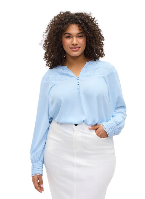 ZIZZI ELEGANCKA BLUZKA NIEBIESKA HAFTY 067A ZIZZI ELEGANCKA BLUZKA NIEBIESKA HAFTY 067A