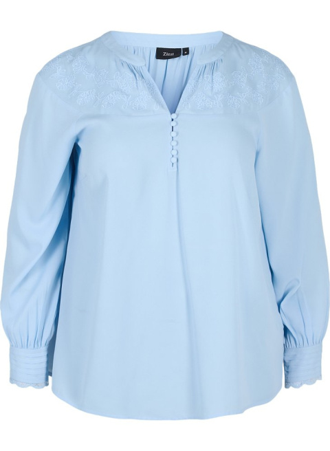 ZIZZI ELEGANCKA BLUZKA NIEBIESKA HAFTY 067A ZIZZI ELEGANCKA BLUZKA NIEBIESKA HAFTY 067A
