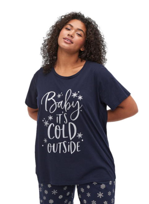 ZIZZI GRANATOWY T-SHIRT BLUZKA NADRUK 410V ZIZZI GRANATOWY T-SHIRT BLUZKA NADRUK 410V