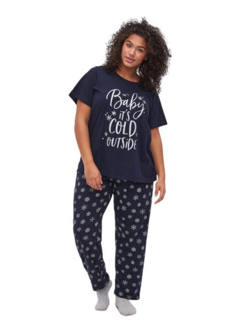 ZIZZI GRANATOWY T-SHIRT BLUZKA NADRUK 410V ZIZZI GRANATOWY T-SHIRT BLUZKA NADRUK 410V
