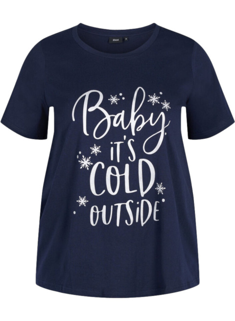 ZIZZI GRANATOWY T-SHIRT BLUZKA NADRUK 410V ZIZZI GRANATOWY T-SHIRT BLUZKA NADRUK 410V