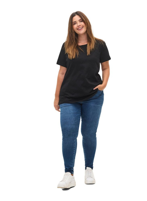 ZIZZI KLASYCZNY CZARNY BAWEŁNIANY T-SHIRT 965B ZIZZI KLASYCZNY CZARNY BAWEŁNIANY T-SHIRT 965B