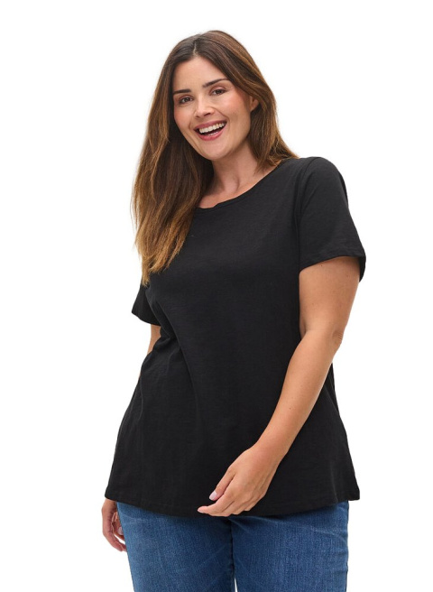 ZIZZI KLASYCZNY CZARNY BAWEŁNIANY T-SHIRT 965B ZIZZI KLASYCZNY CZARNY BAWEŁNIANY T-SHIRT 965B
