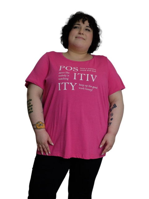 ZIZZI BLUZKA T-SHIRT NAPISY RÓŻ 148A ZIZZI BLUZKA T-SHIRT NAPISY RÓŻ 148A