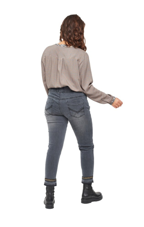 ADIA SZARE SPODNIE JEANSY RURKI ZDOBIENIA A032 ADIA SZARE SPODNIE JEANSY RURKI ZDOBIENIA A032