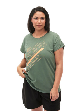 ZIZZI SPORTOWY T-SHIRT ZIELONY NADRUK 053Q