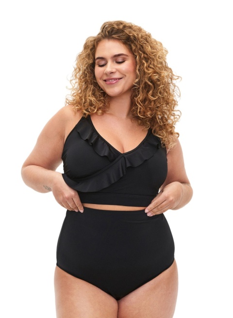 ZIZZI CZARNE MAJTKI KĄPIELOWE BIKINI WYSOKI STAN 506E