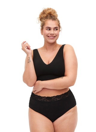 ZIZZI WYGODNE CZARNE BAWEŁNIANE MAJTKI KORONKA 083C