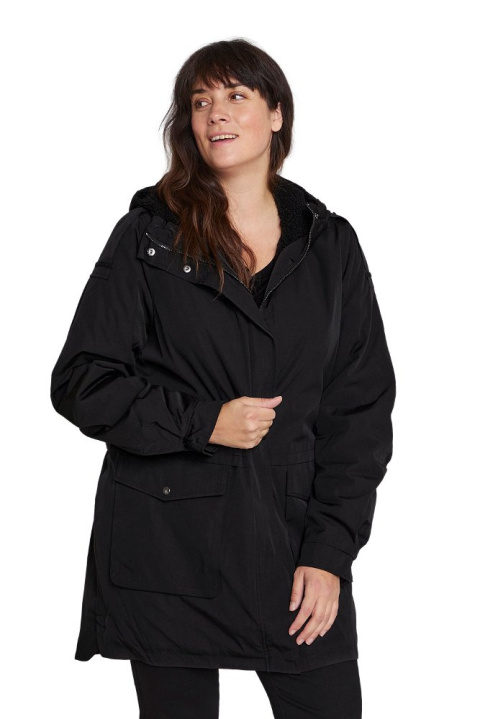 KAFFE CIEPŁA CZARNA KURTKA PARKA KAPTUR K602 KAFFE CIEPŁA CZARNA KURTKA PARKA KAPTUR K602