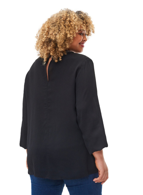 ZIZZI ELEGANCKA CZARNA BLUZKA ZDOBIENIA 776A