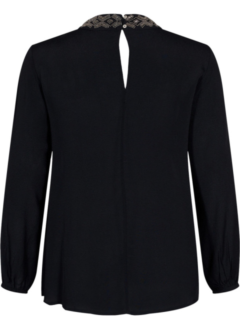 ZIZZI ELEGANCKA CZARNA BLUZKA ZDOBIENIA 776A