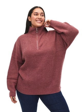 ZIZZI RÓŻOWY SWETER Z GOLFEM SUWAK 026A