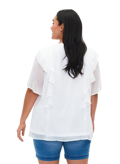 ZIZZI PIĘKNA BIAŁA BLUZKA FALBANY 152A