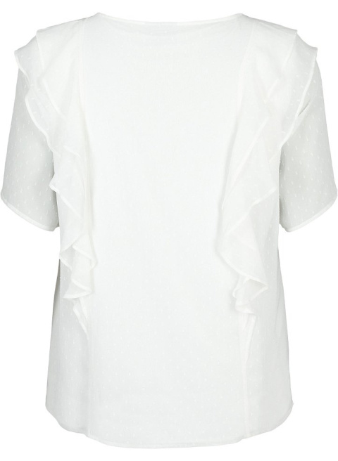 ZIZZI PIĘKNA BIAŁA BLUZKA FALBANY 152A