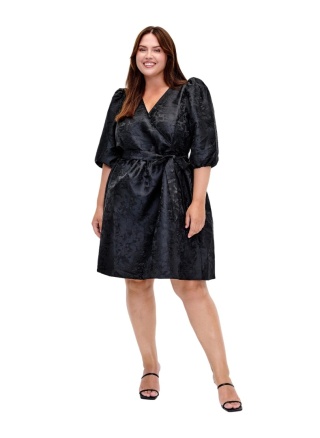 ZIZZI PIĘKNA CZARNA SUKIENKA ŻAKARDOWY WZÓR KWIATY 915A