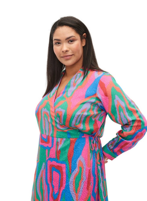 ZIZZI ELEGANCKA KOPERTOWA SUKIENKA MULTIKOLOR 118A ZIZZI ELEGANCKA KOPERTOWA SUKIENKA MULTIKOLOR 118A