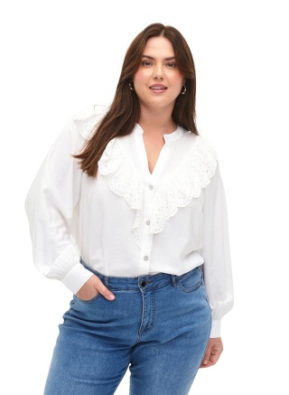 ZIZZI REWELACYJNA BIAŁA BLUZKA FALBANA 219B