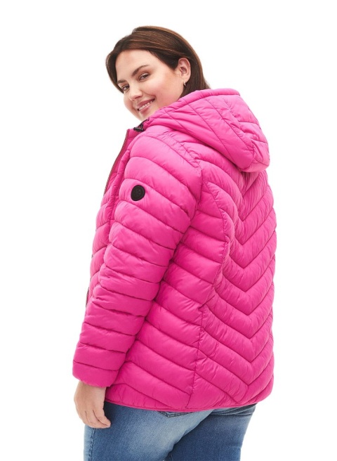 ZIZZI PRZEJŚCIOWA PIKOWANA KURTKA KAPTUR OSTRY RÓŻ 734F