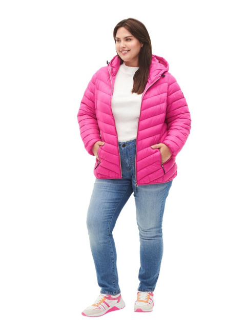 ZIZZI PRZEJŚCIOWA PIKOWANA KURTKA KAPTUR OSTRY RÓŻ 734F