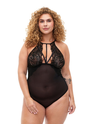 ZIZZI CZARNE KOBIECE BODY SIATECZKA DETALE 935A