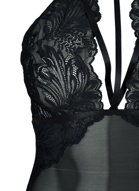 ZIZZI CZARNE KOBIECE BODY SIATECZKA DETALE 935A