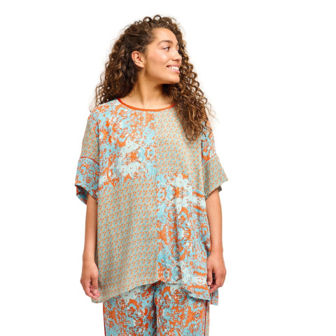 ADIA WZORZYSTA LUŹNA BLUZKA BOHO WISKOZA A205 ADIA WZORZYSTA LUŹNA BLUZKA BOHO WISKOZA A205