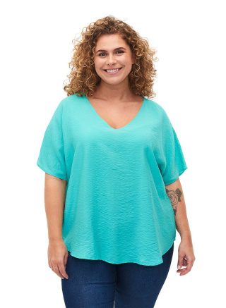 ZIZZI ELEGANCKA BLUZKA TURKUSOWA DEKOLT 052A