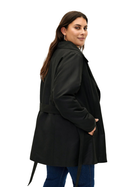 ZIZZI KRÓTKI CZARNY PŁASZCZ TRENCH KURTKA PLUS SIZE 322A ZIZZI KRÓTKI CZARNY PŁASZCZ TRENCH KURTKA PLUS SIZE 322A