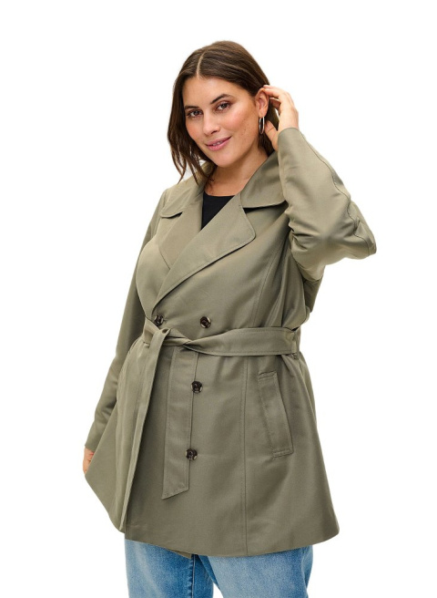 ZIZZI KRÓTKI PŁASZCZ TRENCH KURTKA PLUS SIZE ZIELEŃ 322A ZIZZI KRÓTKI PŁASZCZ TRENCH KURTKA PLUS SIZE ZIELEŃ 322A