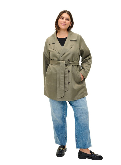 ZIZZI KRÓTKI PŁASZCZ TRENCH KURTKA PLUS SIZE ZIELEŃ 322A ZIZZI KRÓTKI PŁASZCZ TRENCH KURTKA PLUS SIZE ZIELEŃ 322A