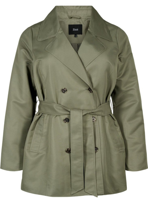 ZIZZI KRÓTKI PŁASZCZ TRENCH KURTKA PLUS SIZE ZIELEŃ 322A ZIZZI KRÓTKI PŁASZCZ TRENCH KURTKA PLUS SIZE ZIELEŃ 322A