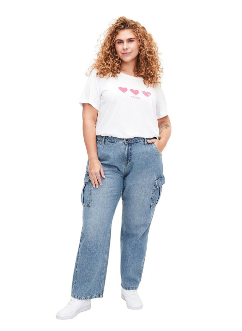 ZIZZI MODNY T-SHIRT BIAŁY NADRUK 253E ZIZZI MODNY T-SHIRT BIAŁY NADRUK 253E