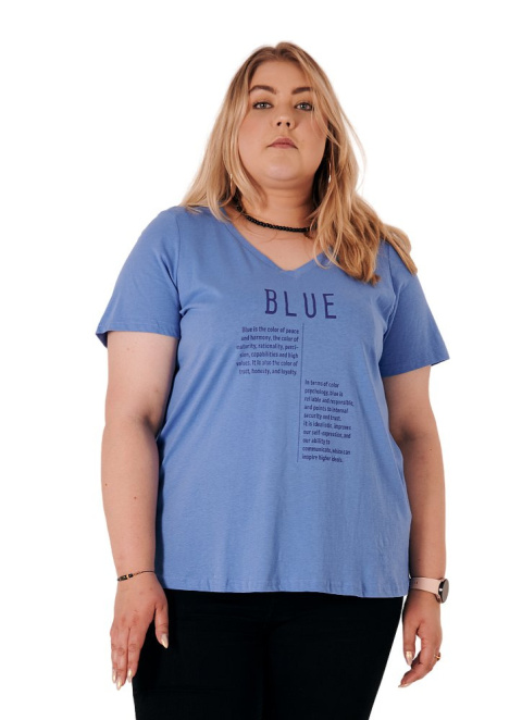 ZIZZI BLUZKA T-SHIRT BLUE BAWEŁNA PLUS SIZE 231C ZIZZI BLUZKA T-SHIRT BLUE BAWEŁNA PLUS SIZE 231C