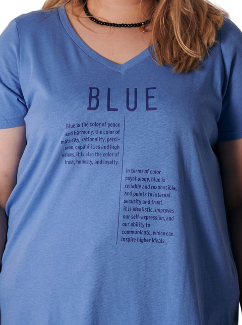 ZIZZI BLUZKA T-SHIRT BLUE BAWEŁNA PLUS SIZE 231C ZIZZI BLUZKA T-SHIRT BLUE BAWEŁNA PLUS SIZE 231C