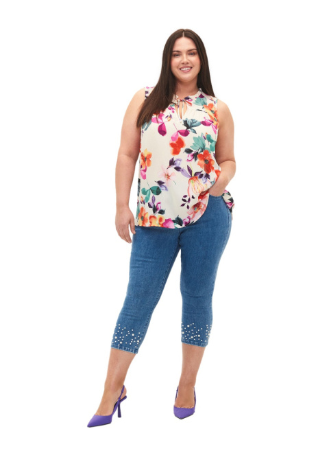 ZIZZI KREMOWY TOP KWIATY WIĄZANIE 824C ZIZZI KREMOWY TOP KWIATY WIĄZANIE 824C