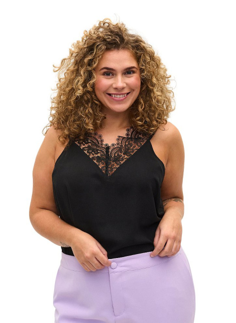 ZIZZI ELEGANCKI CZARNY TOP KORONKA 774A ZIZZI ELEGANCKI CZARNY TOP KORONKA 774A